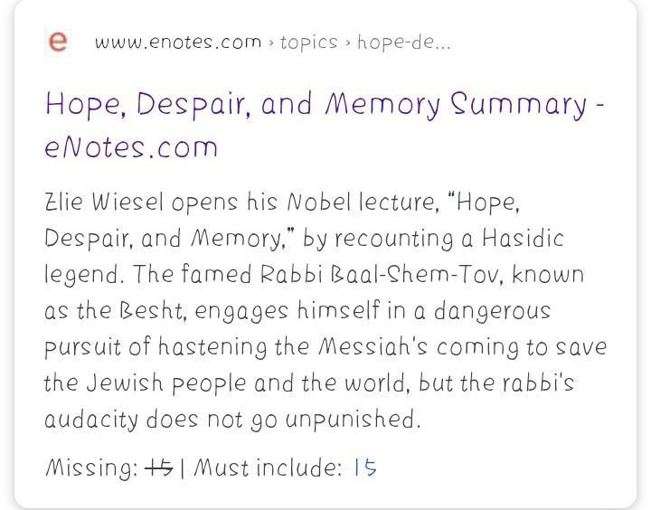 Hope, Despair, and memory summary paragraph 15-example-1