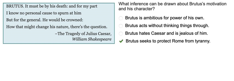 BRUTUS. It must be by his death: and for my part I know no personal cause to spurn-example-1