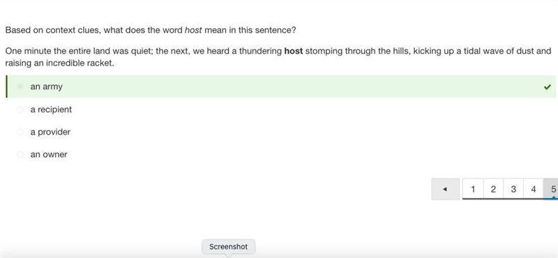 Item 5 Based on context clues, what does the word host mean in this sentence? One-example-1