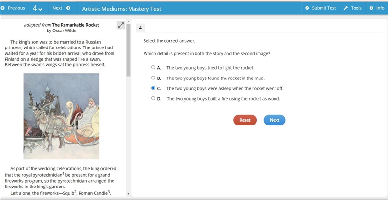 Select the correct answer. Which detail is present in both the story and the second-example-1