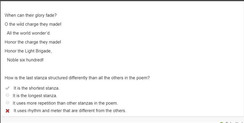When can their glory fade? O the wild charge they made! All the world wonder’d. Honor-example-1