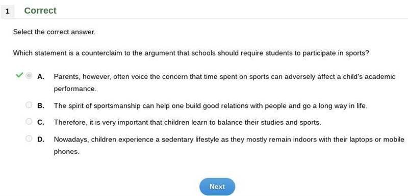 Which statement is a counterclaim to the argument that schools should require students-example-1