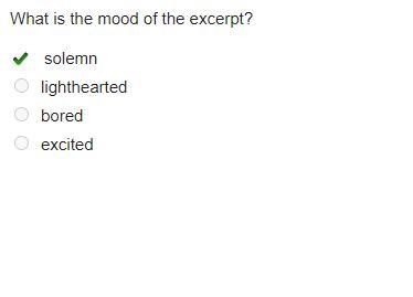 What is the mood of the excerpt? solemn lighthearted bored excited-example-1