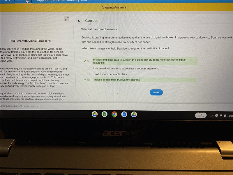 Select all the correct answers. Beatrice is drafting an argumentative text against-example-1