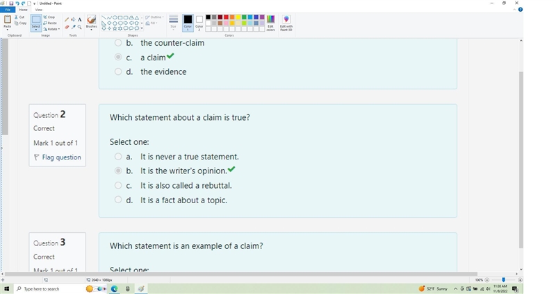 Which statement about a claim is true? A.It is never a true statement B.It is the-example-1