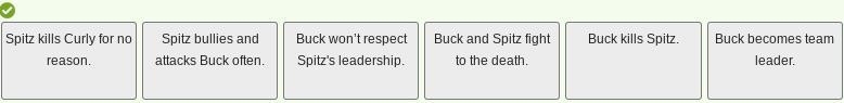 Review the key events in Buck's conflict with Spitz. Put the events in the order in-example-1