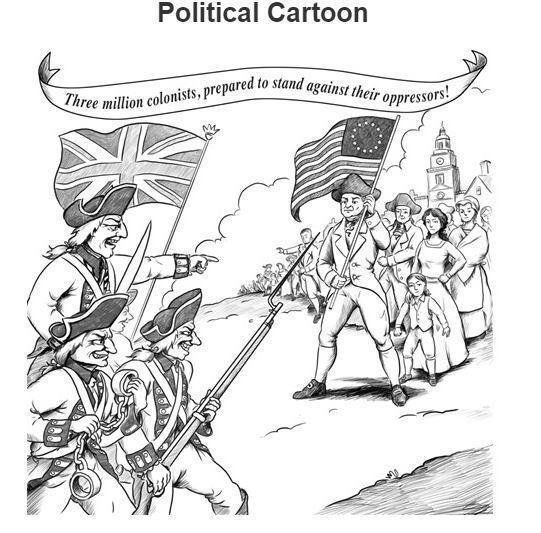 What is the main message conveyed by the cartoon? a The colonists are doomed to lose-example-1