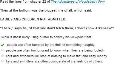 Read the lines from The Adventures of Huckleberry Finn. Then at the bottom was the-example-1