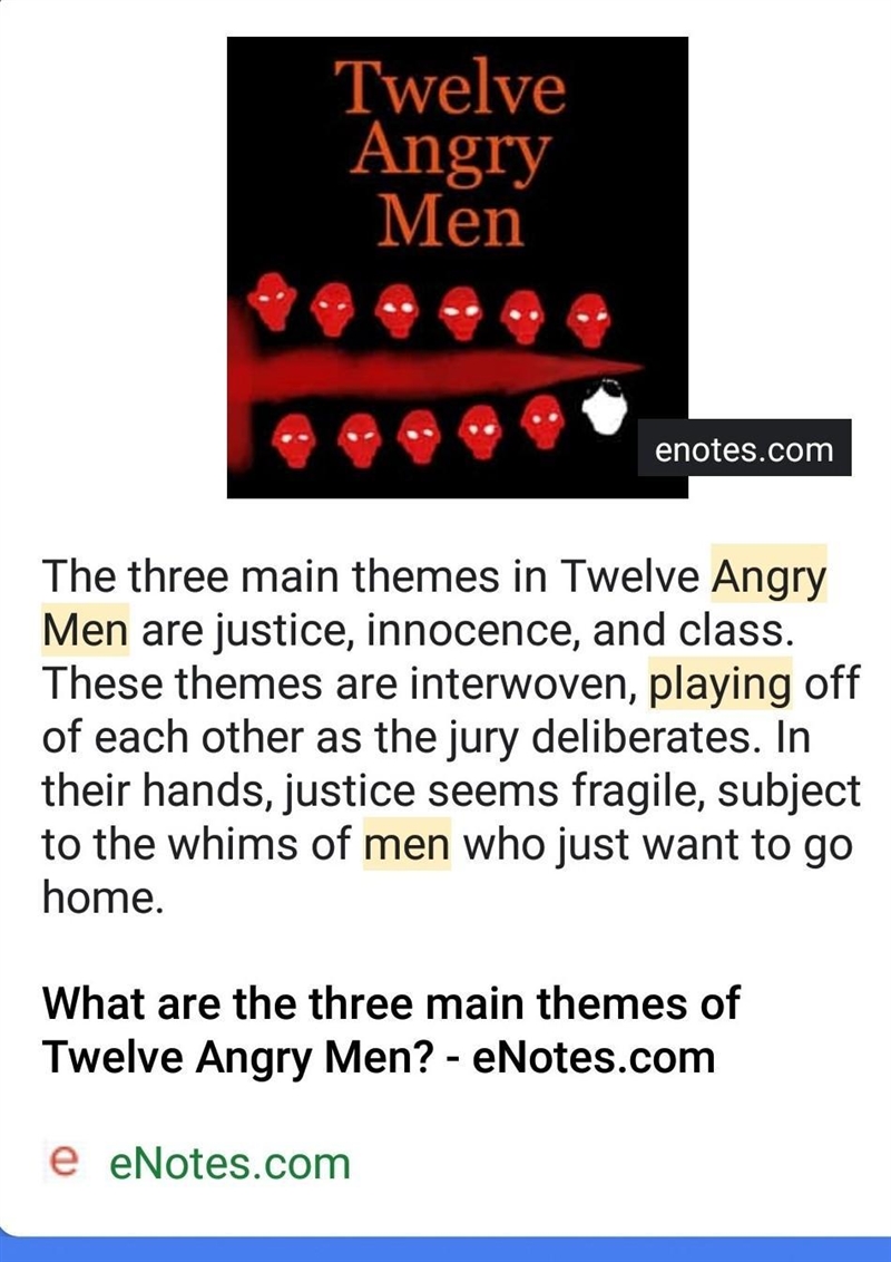 What are some thematic statements for the play 12 Angry Men? (I did read it, I’m just-example-1