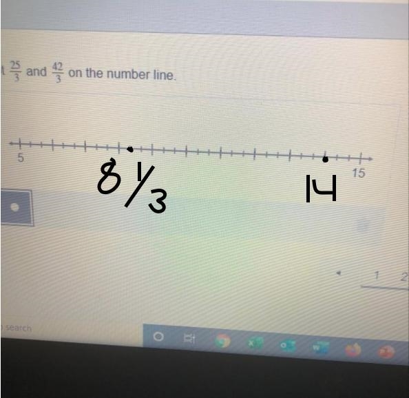 Plot 25/3 and 42/3 on the number line-example-1