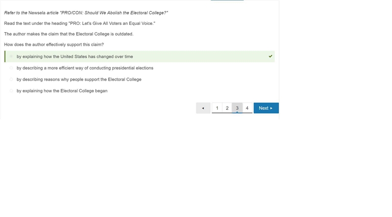 Refer to the Newsela article "PRO/CON: Should We Abolish the Electoral College-example-1