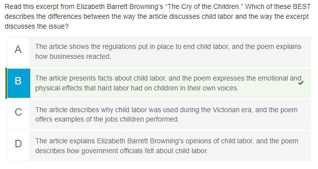 Read this excerpt from Elizabeth Barrett Browning's "The Cry of the Children-example-1