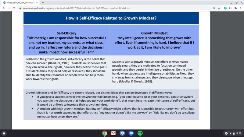 How do Growth Mindset & Self-Efficacy work together?-example-1