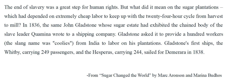 What evidence do the authors include to support the central idea that the sugar plantations-example-1