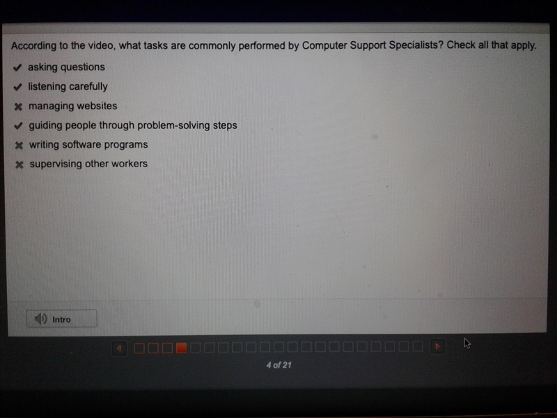 According to the video, what tasks are commonly performed by Computer Support Specialists-example-1