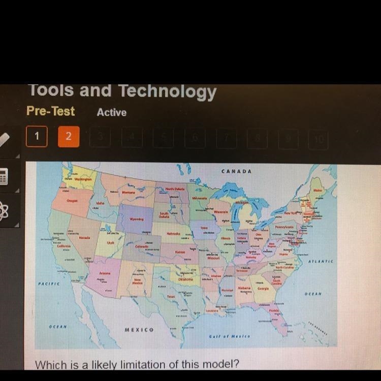 View the model of the United States. Which is a likely limitation of this model? It-example-1