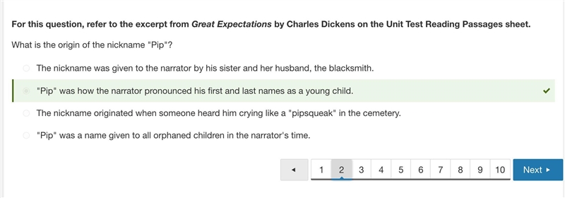 For this question, refer to the excerpt from Great Expectations by Charles Dickens-example-1