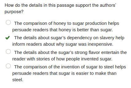 Sugar is different from honey. It offers a stronger sweet flavor, and like steel or-example-1