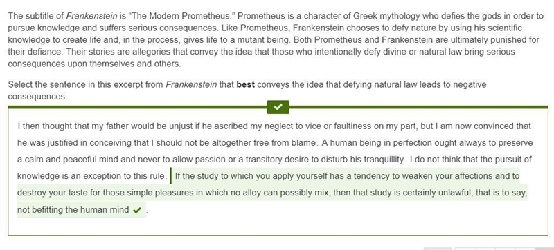 The subtitle of Frankenstein is “The Modern Prometheus.” Prometheus is a character-example-5