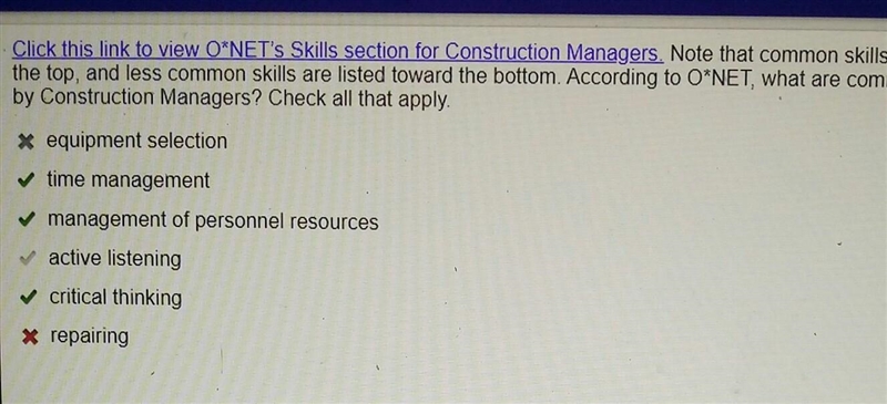 Click this link to view O*NET’s Skills section for Construction Managers. Note that-example-1