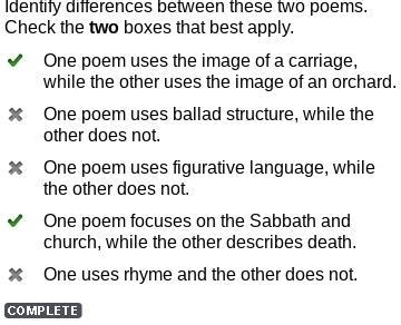 Identify differences between these two poems. Check the two boxes that best apply-example-1