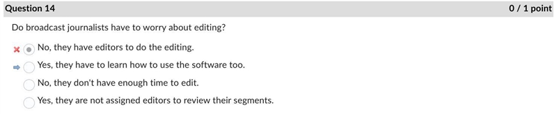 Do broadcast journalists have to worry about editing? A. No, they have editors to-example-1