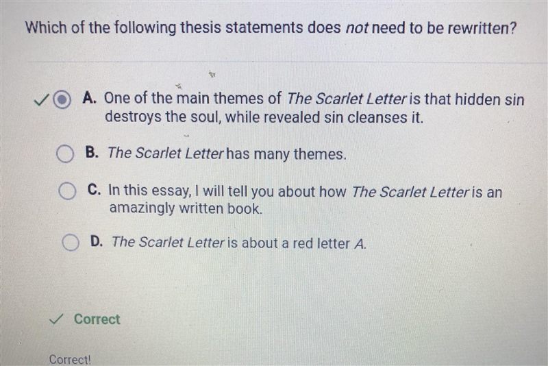 1 Point Which of the following thesis statements does not need to be rewritten? A-example-1