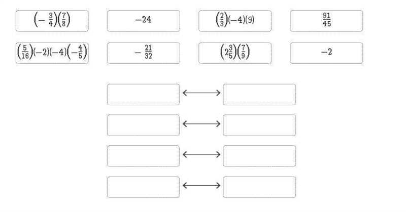 Drag the tiles to the boxes to form correct pairs. Multiply each set of numbers, and-example-1