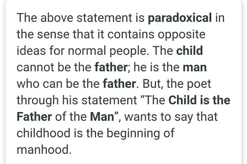 Explain the paradox the child is father of the man​-example-1