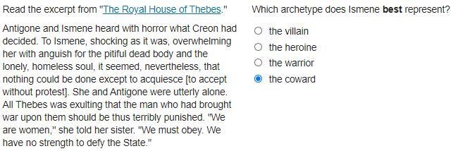 Read the excerpt from "The Royal House of Thebes." Antigone and Ismene heard-example-1