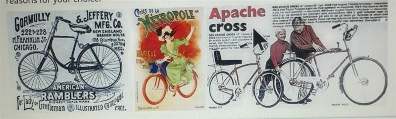 Type your response in the box. Look at the bicycle posters. Which one of the three-example-1