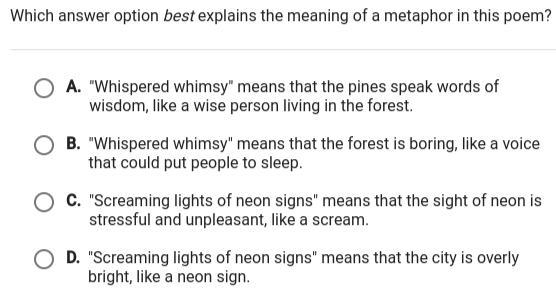 A b c or d answers on second picture! very easy 6th grade poetry-example-2