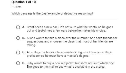 Which passage is the best example of deductive reasoning?-example-1