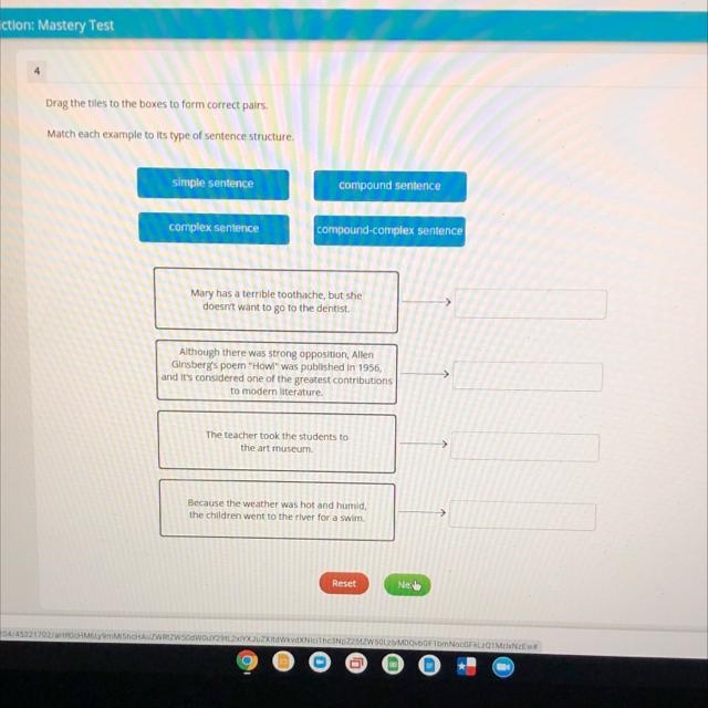 Match each example to ope of sentence structure simple sentence compound sentence-example-1