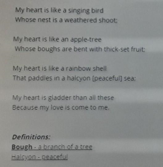 What mood does this poem convey (communicate)? A)Nervousness. B)Sorrow. C)Happines-example-1