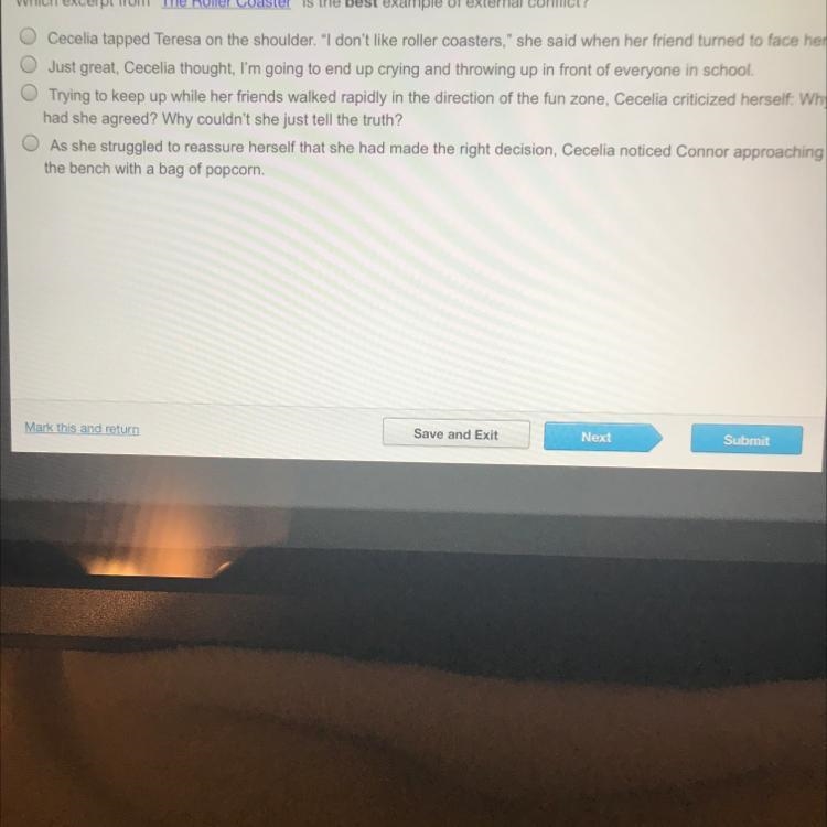 Which excerpt from "The Roller Coaster" is the best example of external-example-1