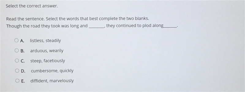 Read the sentence. Select the words that best complete the two blanks-example-1