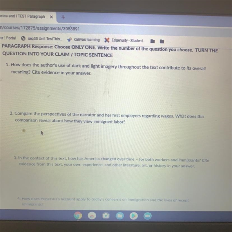 HURRRYYYYYY PARAGRAPH RESPONSE : Choose only one. Write the number of question you-example-1