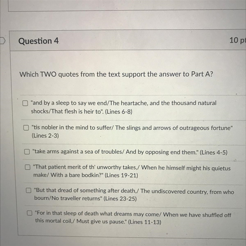 The answer to part was Shakespeare compares death and dreams to the after life PLEASE-example-1