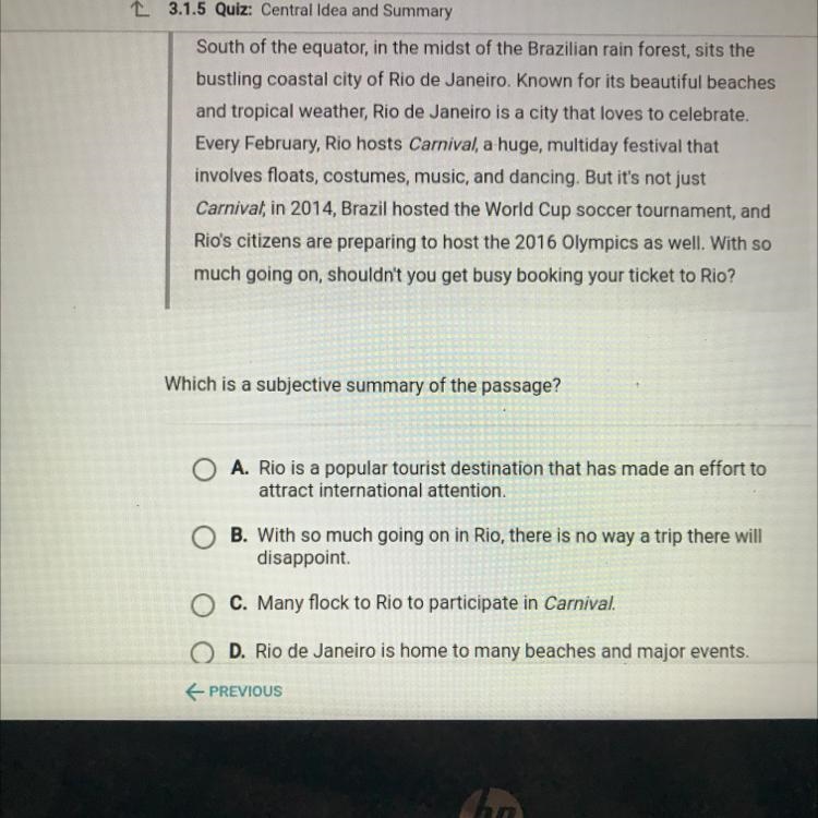 Which is a subjective summary of the passage?-example-1