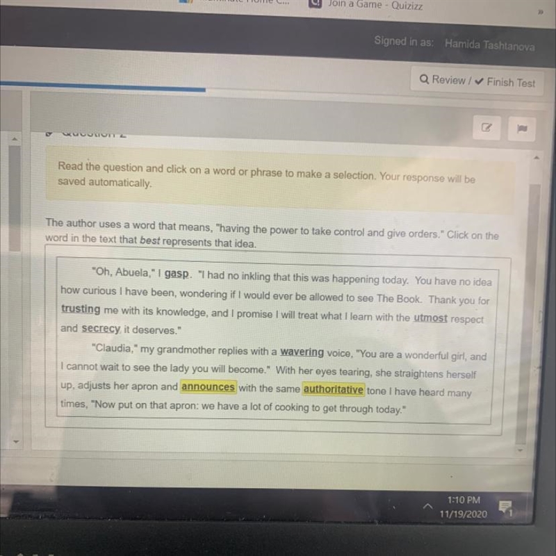 The author uses a word that means, "having the power to take control and give-example-1