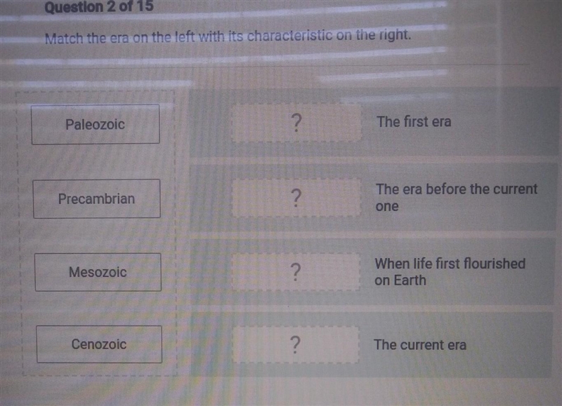 Match the era on the lef whith characteris on the right-example-1