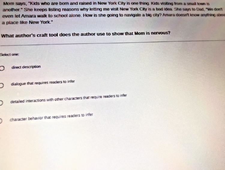 (Please tell me) what authors craft tool does the author use to show that Mom is nervous-example-1