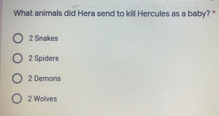 What kind of animals did Hera send Hercules to kill as a baby?-example-1