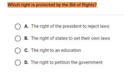 Which right is protected by the Bill of Rights?-example-1