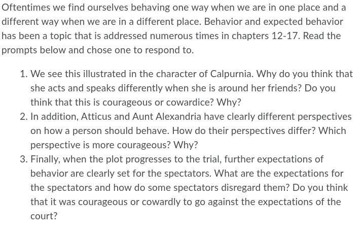 Need help with questions in To kill a mockingbird Giving 100 points to give me the-example-1