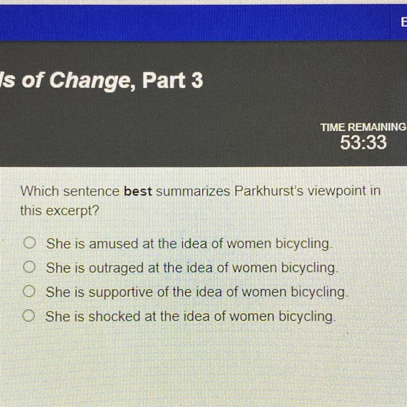 Which sentence best summarizes parkhurst’s viewpoint in this excerpt ?-example-1