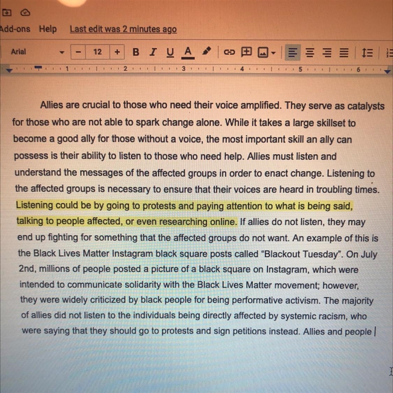 Can someone please replace the highlighted sentence in my paragraph with something-example-1