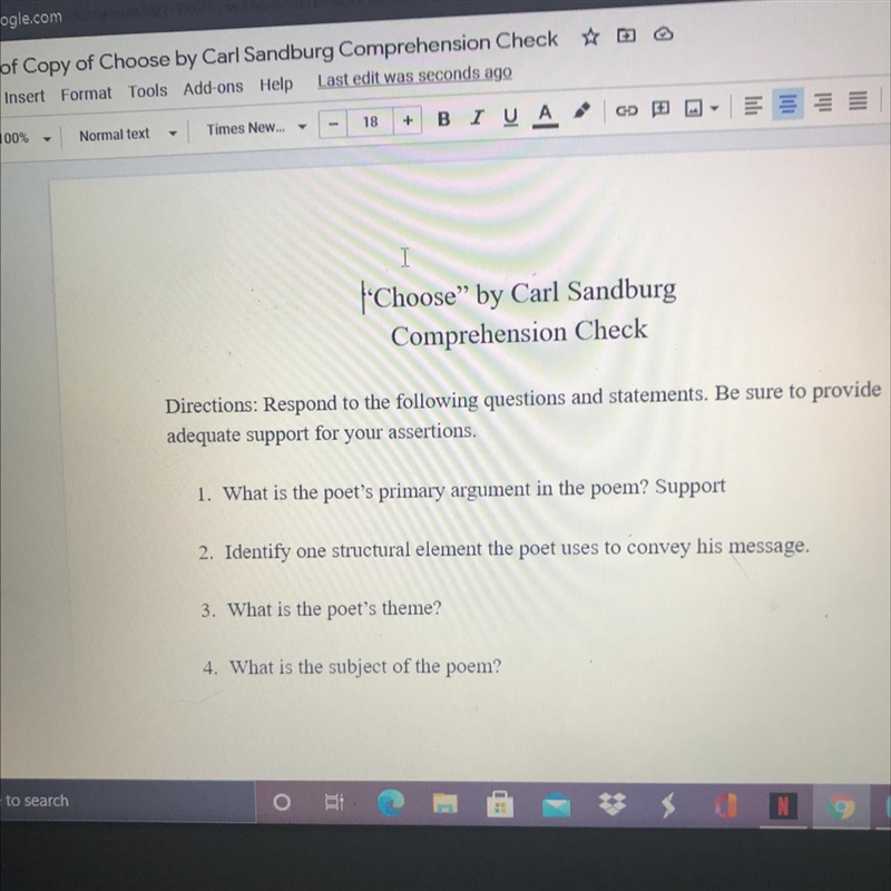 1. What is the poet's primary argument in the poem? Support 2. Identify one structural-example-1