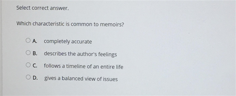 ANSWER THE QUESTION WHICH CHARACTERISTICS IS COMMON TO MEMOIRS-example-1